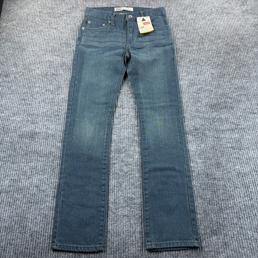 Levis 510 Super Skinny Jeans Boys 14 Blue Stretch Denim 27x27 Extra Slim Fit New
